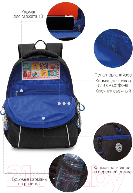 Школьный рюкзак Grizzly RB-259-3