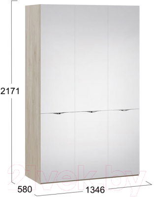Шкаф ТриЯ Глосс с 3 зеркальными дверями СМ-319.07.433 (баттл рок)