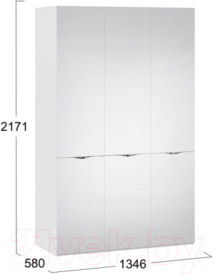 Шкаф ТриЯ Глосс с 3 зеркальными дверями СМ-319.07.433 (белый глянец)