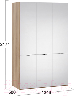 Шкаф ТриЯ Глосс с 3 зеркальными дверями СМ-319.07.433 (яблоня беллуно)