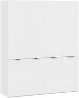 Шкаф ТриЯ Глосс с 4 дверями со стеклом СМ-319.07.441 (белый глянец/стекло) - 