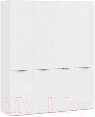Шкаф ТриЯ Глосс с 4 дверями со стеклом СМ-319.07.441 (белый глянец/стекло)