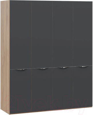 Шкаф ТриЯ Глосс с 4 дверями со стеклом СМ-319.07.441 (яблоня беллуно/стекло графит матовый)