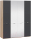 Шкаф ТриЯ Глосс СМ-319.07.442 с 2 дверями со стеклом и 2 зеркальными двер. (яблоня беллуно/стекло графит матовый) - 