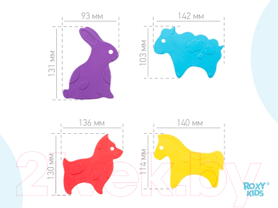 Комплект ковриков для купания Roxy-Kids Animals / RBM-015-AN (15шт)