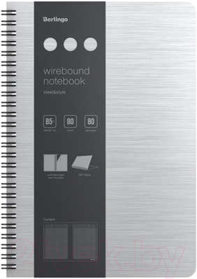 Изображение товара Блокнот Berlingo Steel&Style B5+ / WNt_B5005 (80л, серебристый металлик)