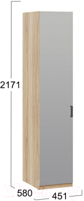Шкаф-пенал ТриЯ Рико ТД-340.07.112 L с зеркальной дверью (яблоня белуно)