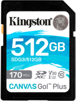 Карта памяти Kingston Canvas Go Plus SDXC 170R C10 UHS-I U3 V30 512GB (SDG3/512GB) - 