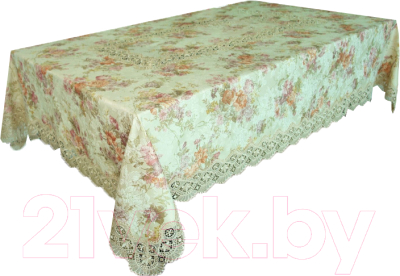 Скатерть Karven 160x220 / М 613-3 (цветная с гипюром/кремовый)