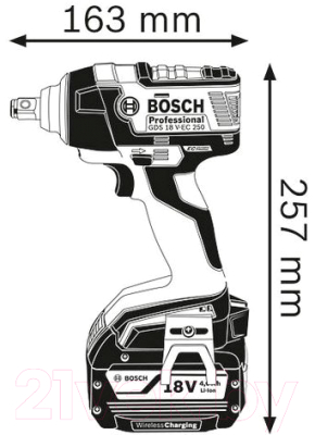 Профессиональный гайковерт Bosch GDS 18 V-EC 250 Professional (0.601.9D8.104)