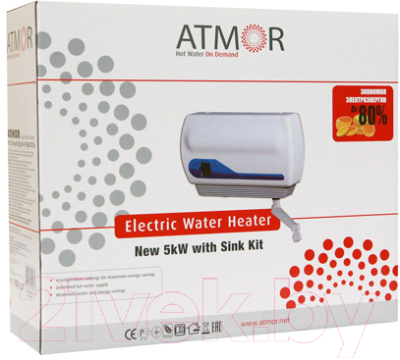 Проточный водонагреватель Atmor New 5кВт (3705025/3520206)
