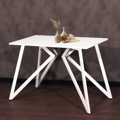 Обеденный стол Millwood Женева Л18 100x70 (белый/металл белый)