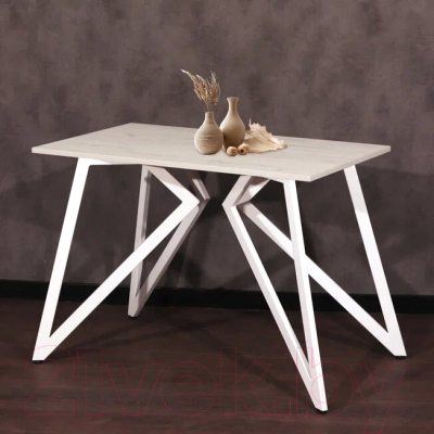 Обеденный стол Millwood Женева Л18 100x70 (дуб белый Craft/металл белый)