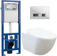 

Унитаз подвесной с инсталляцией Creavit, Free FE322-11CB00E-0000 + S-IN-MZ-LINK_PRO + P-BU-MOV/Whg/Gl