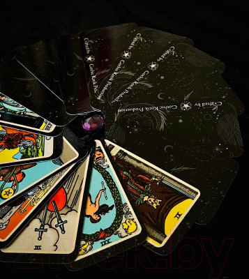 Гадальные карты Gothic Kotik Production Мини Таро Райдера Уэйта классические 78+2 (черный матовый)