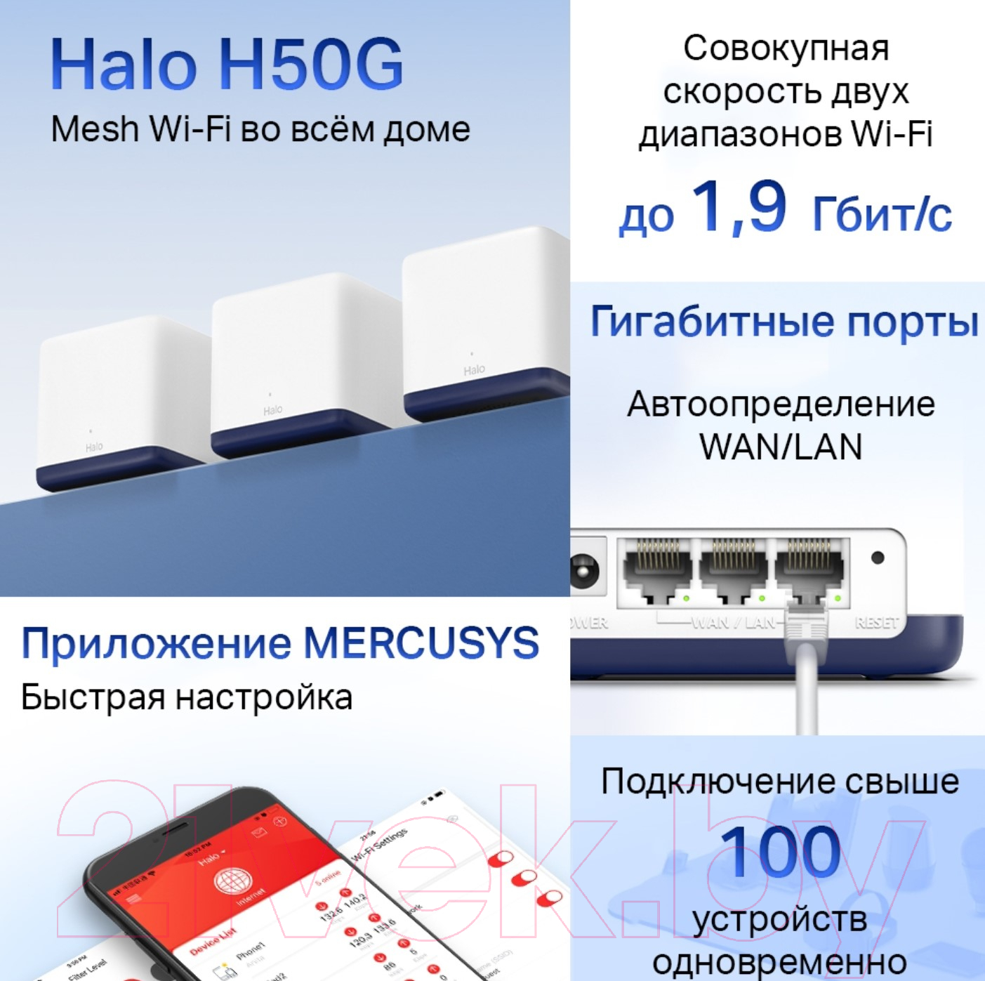 Комплект беспроводных маршрутизаторов Mercusys Halo H50G