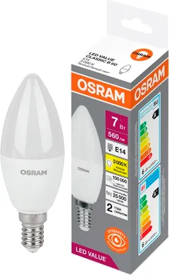 

Лампа, LED Value В60 7Вт Е14 3000К / 4058075578883