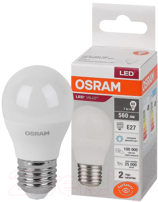 Изображение товара Лампа Osram LED Value Р60 7Вт Е27 6500К / 4058075579866