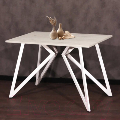 Обеденный стол Millwood Женева Л18 120x70 (дуб белый Craft/металл белый)