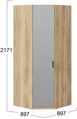Шкаф ТриЯ Рико ТД-340.07.312 L угловой с зеркальной дверью левый (яблоня белуно/белый глянец)