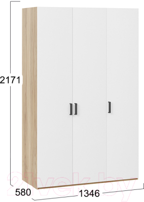 Шкаф ТриЯ Рико ТД-340.07.413 комбинированный с 3 глухими дверями (яблоня белуно/белый глянец)