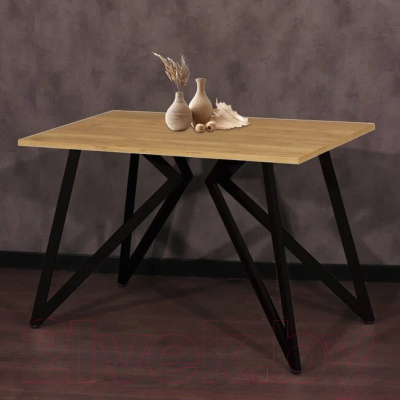Обеденный стол Millwood Женева Л18 120x70 (дуб золотой Craft/металл черный)