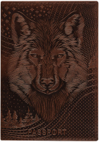 Обложка на паспорт OfficeSpace Волк / 339856 (коричневый) - 