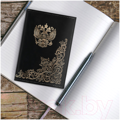Обложка на паспорт OfficeSpace Герб / 339858 (черный)