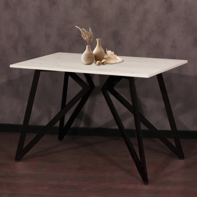 Обеденный стол Millwood Женева Л18 130x80 (дуб белый Craft/металл черный)