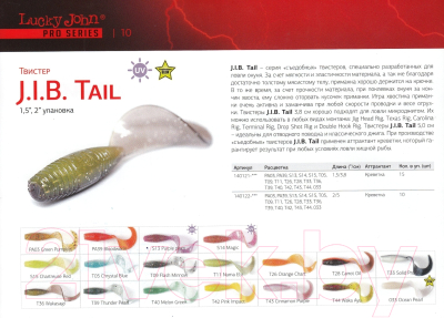Мягкая приманка Lucky John Pro Series J.I.B. Tail / 140121-S15 (15шт)