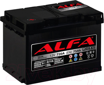 Автомобильный аккумулятор ALFA battery Hybrid L 720A (75 А/ч)