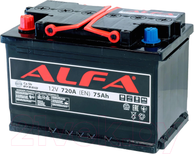 Автомобильный аккумулятор ALFA battery Hybrid L 720A (75 А/ч)