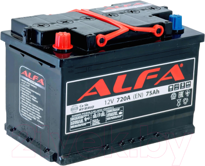 Автомобильный аккумулятор ALFA battery Hybrid L 720A (75 А/ч)