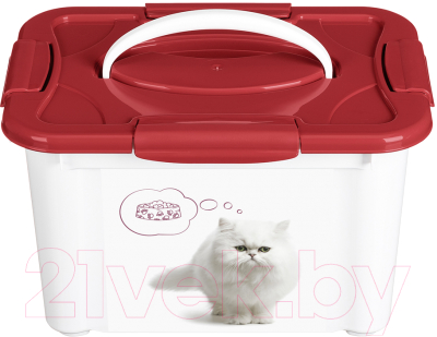 Емкость для хранения корма Lucky Pet Кошки / 434212521 (5.5л, бордовый)
