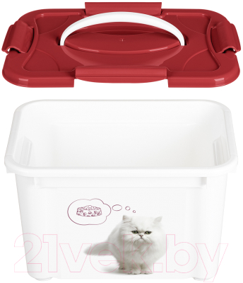 Емкость для хранения корма Lucky Pet Кошки / 434212521 (5.5л, бордовый)