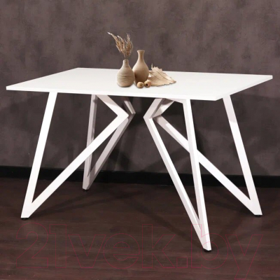 Обеденный стол Millwood Женева Л18 160x80 (белый/металл белый)