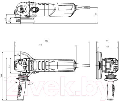 Изображение товара Профессиональная угловая шлифмашина Metabo WEV 15-125 Quick HT (600562000)