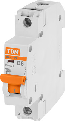 Выключатель автоматический TDM ВА 47-29 1Р 8А (D) 4.5кА / SQ0206-0138 - 