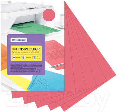 Бумага OfficeSpace Intensive Color A4 / IC_38230 (100л, красный)