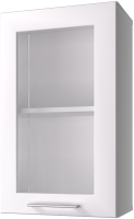 Шкаф навесной для кухни Горизонт Мебель Люкс 40 с витриной (белый гл) - 