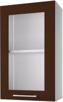 Шкаф навесной для кухни Горизонт Мебель Люкс 40 с витриной (шоколад гл) - 
