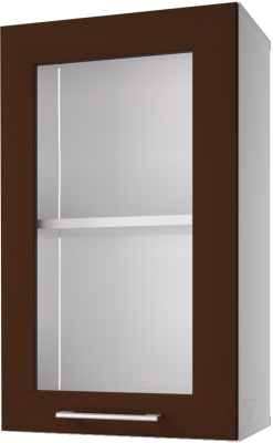 Шкаф навесной для кухни Горизонт Мебель Люкс 40 с витриной (шоколад гл)