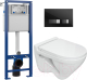 Унитаз подвесной с инсталляцией Sanita Luxe Attica SL DM + S-IN-MZ-VECTOR + P-BU-MOV/Blg/Gl - 