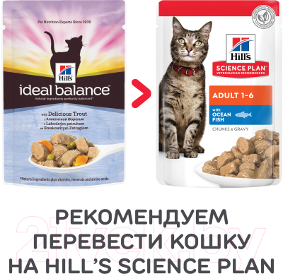 Влажный корм для кошек Hill's Ideal Balance Feline Adult Trout & Vegetables (85г)
