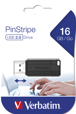 Usb flash накопитель Verbatim PinStripe Store 'n' Go 16GB / 49063 (черный)