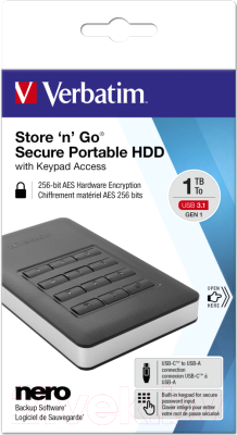Внешний жесткий диск Verbatim Store 'n' Go USB 3.1 1TB / 53401 (черный)