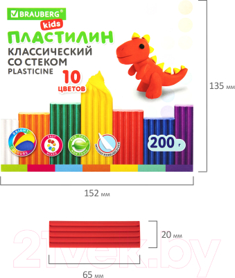 Пластилин Brauberg Kids / 106504 (10цв)