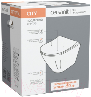 Изображение товара Унитаз подвесной с инсталляцией Cersanit City Oval + S-IN-MZ-VECTOR + P-BU-MOV/Blg/Gl