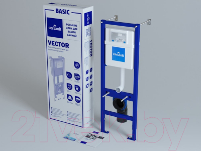 Изображение товара Унитаз подвесной с инсталляцией Керамин Санти R Slim + S-IN-MZ-VECTOR + P-BU-MOV/Blg/Gl