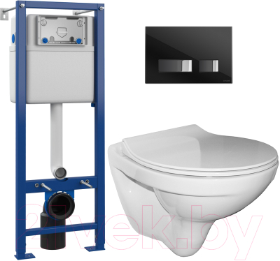 Изображение товара Унитаз подвесной с инсталляцией Керамин Санти R Slim + S-IN-MZ-VECTOR + P-BU-MOV/Blg/Gl